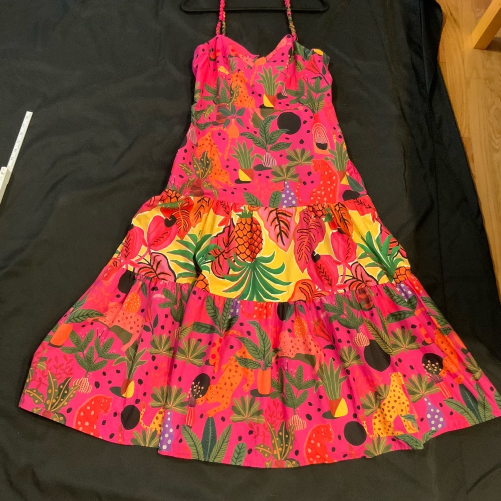 FARM Rio Hot Pink Multi Tropical Print Maxi Dress